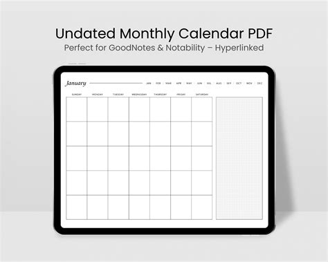 Calendar Template For Goodnotes